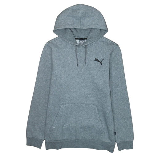 Puma Men's Grey Small Pullover Hoodie Sweatshirt with Logo