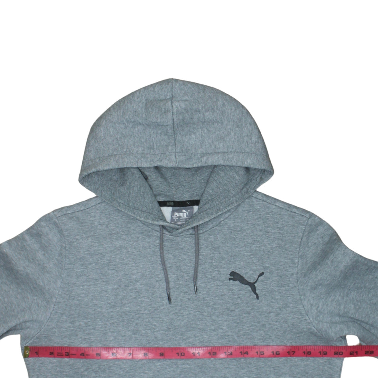 Puma Men's Grey Small Pullover Hoodie Sweatshirt with Logo