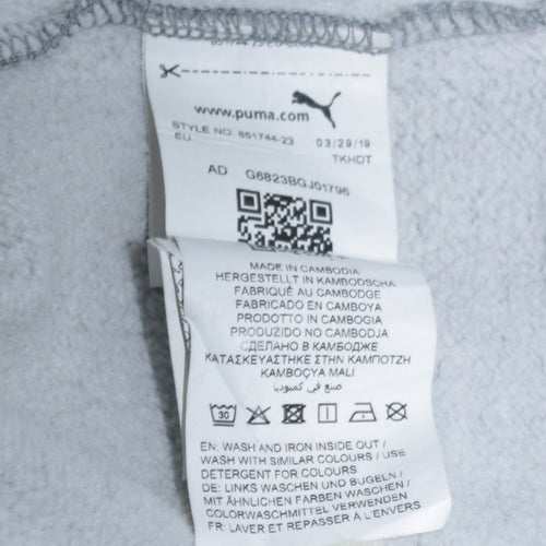 Puma Men's Grey Small Pullover Hoodie Sweatshirt with Logo