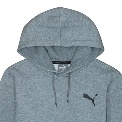 Puma Men's Grey Small Pullover Hoodie Sweatshirt with Logo