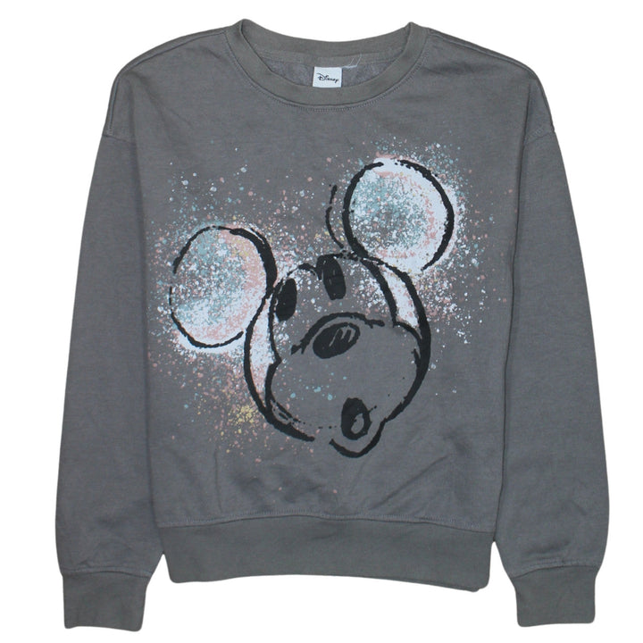 Disney Women’s Grey Mickey Mouse Pullover Sweatshirt 2XS