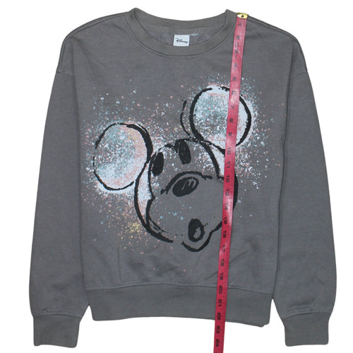 Disney Women’s Grey Mickey Mouse Pullover Sweatshirt 2XS