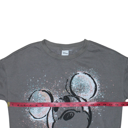 Disney Women’s Grey Mickey Mouse Pullover Sweatshirt 2XS