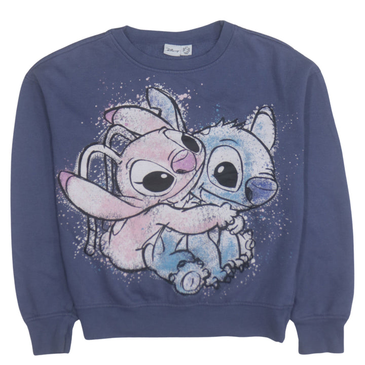 Disney Primark Cares Women Blue 2XS Pullover Sweatshirt Stitch Angel Design
