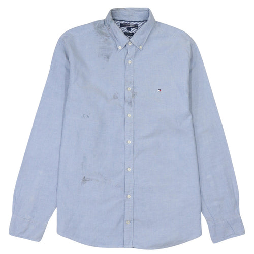 Tommy Hilfiger Men Blue L New York Fit Cotton Button-Down Shirt