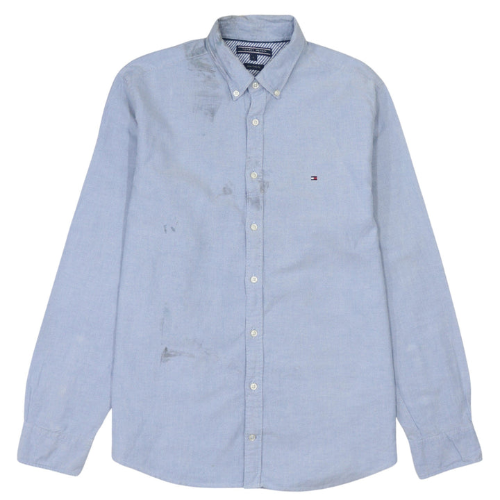 Tommy Hilfiger Men Blue L New York Fit Cotton Button-Down Shirt