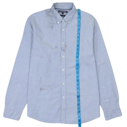 Tommy Hilfiger Men Blue L New York Fit Cotton Button-Down Shirt