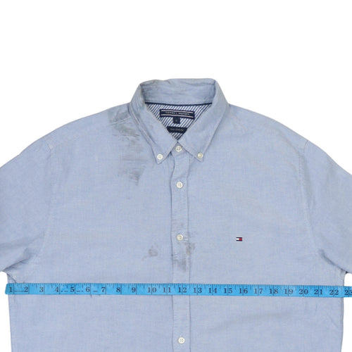 Tommy Hilfiger Men Blue L New York Fit Cotton Button-Down Shirt