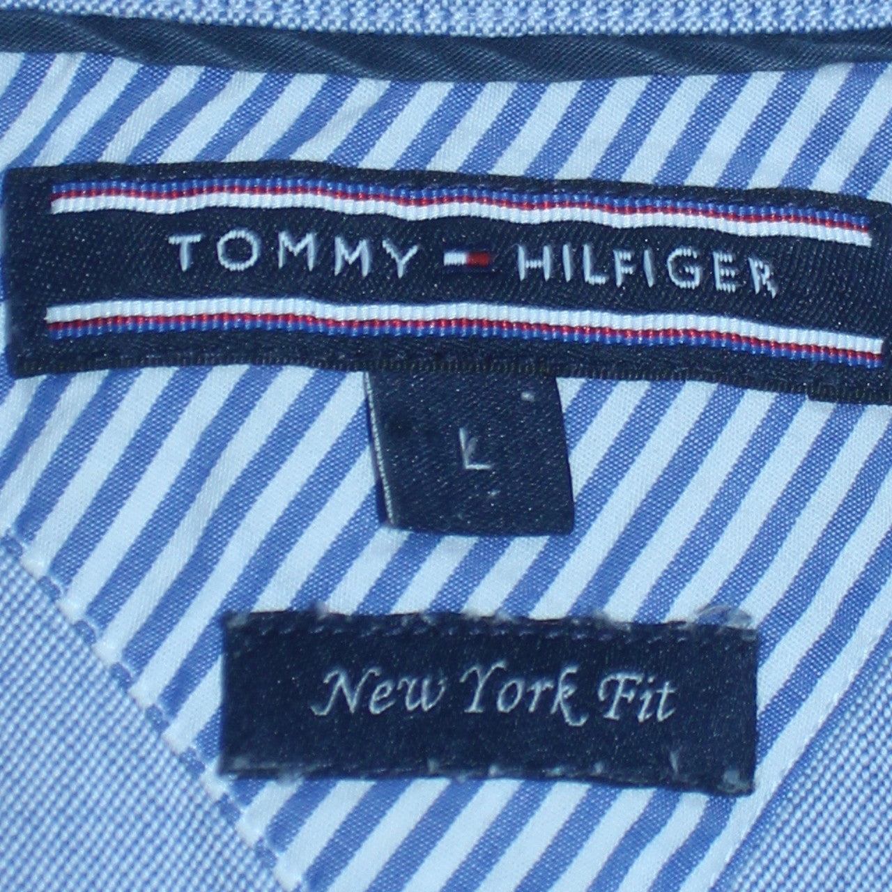 Tommy Hilfiger Men Blue L New York Fit Cotton Button-Down Shirt