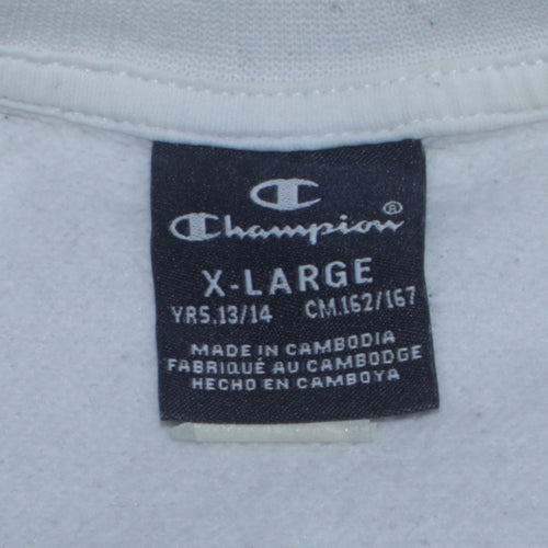 Champion Boys White XL 13-14 Years Crew Neck Pullover Sweatshirt