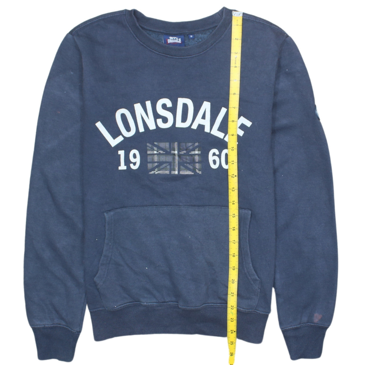 Lonsdale Men’s Blue Sweatshirt S Regular Fit Crew Neck Logo Pullover