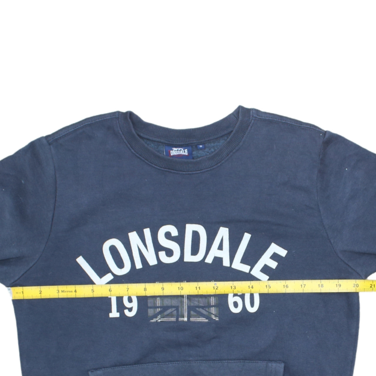 Lonsdale Men’s Blue Sweatshirt S Regular Fit Crew Neck Logo Pullover