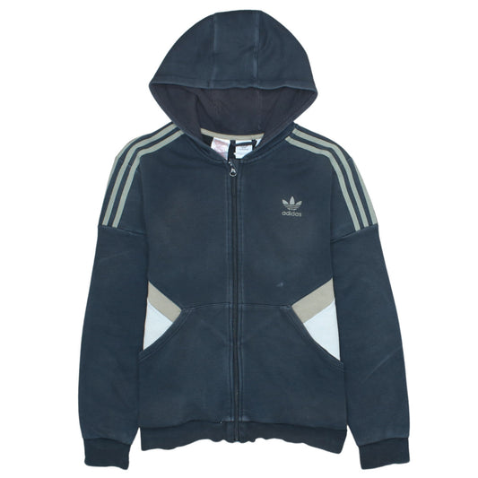 Adidas Boys Black Full Zip Hoodie XL 15-16Y Hooded Sweatshirt