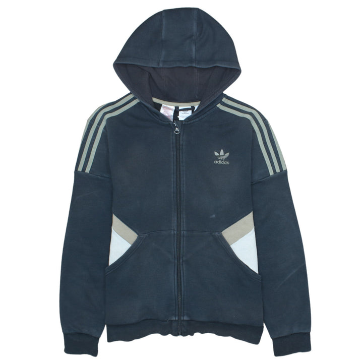 Adidas Boys Black Full Zip Hoodie XL 15-16Y Hooded Sweatshirt