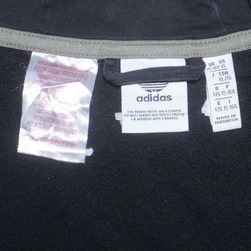 Adidas Boys Black Full Zip Hoodie XL 15-16Y Hooded Sweatshirt