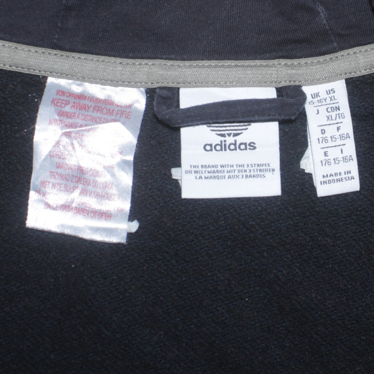 Adidas Boys Black Full Zip Hoodie XL 15-16Y Hooded Sweatshirt