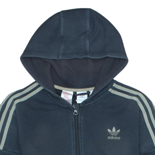 Adidas Boys Black Full Zip Hoodie XL 15-16Y Hooded Sweatshirt