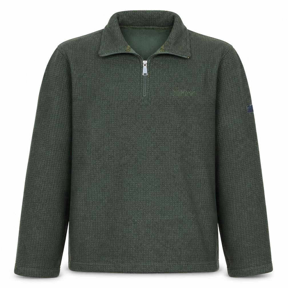 Front view of Regatta men’s green fleece 1/4 zip pullover sweatshirt m