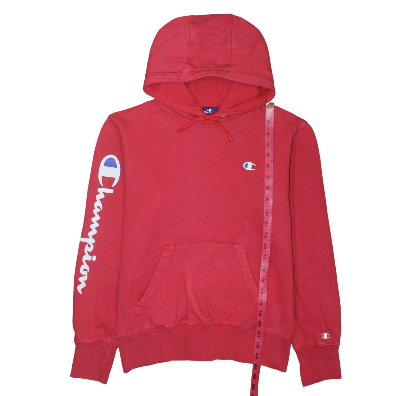 Champion Men's Red Pullover Hoodie Medium Logo Fleece Sweatshirt