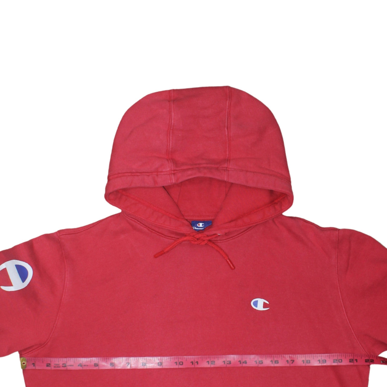 Champion Men's Red Pullover Hoodie Medium Logo Fleece Sweatshirt