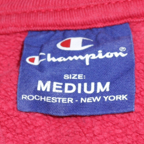 Champion Men's Red Pullover Hoodie Medium Logo Fleece Sweatshirt