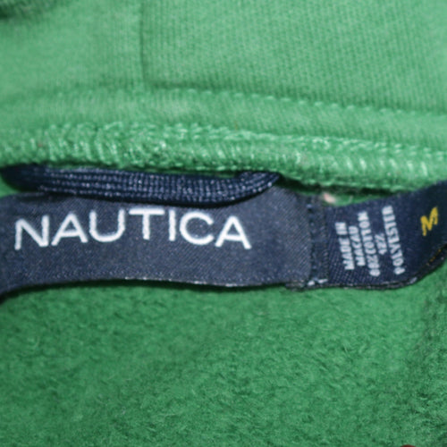 Nautica Men Green Embroidered Pullover Hoodie Size M