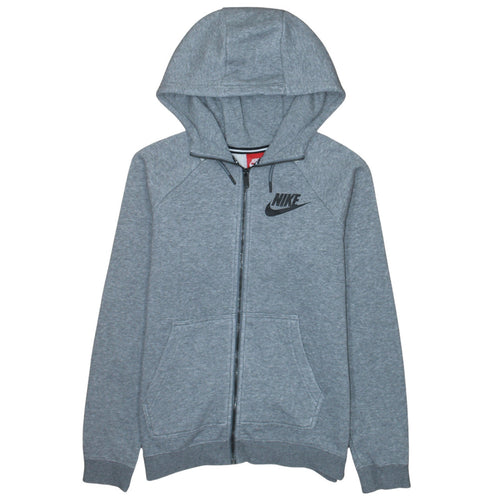 Nike Men Grey Full Zip Hoodie S Regular Fit Logo Sportswear