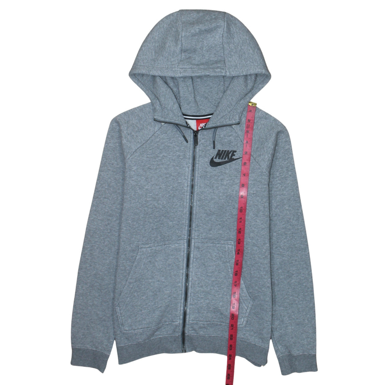 Nike Men Grey Full Zip Hoodie S Regular Fit Logo Sportswear