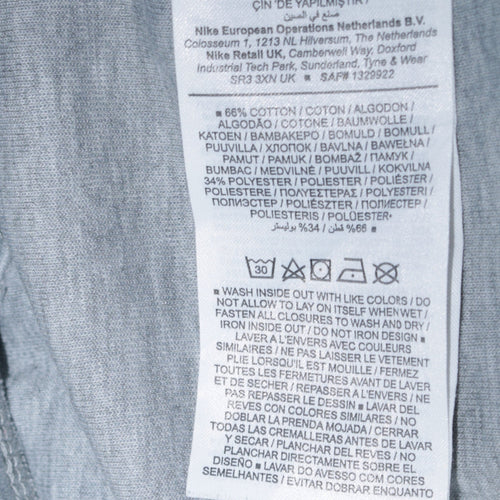 Nike Men's Grey Jogger Trousers S Regular Fit Cotton Blend