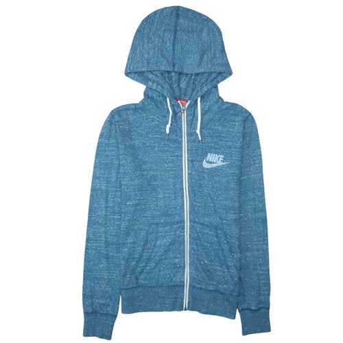 Nike Womens Blue Full Zip Hoodie Size M Cotton Blend Hooded Sweatshirt