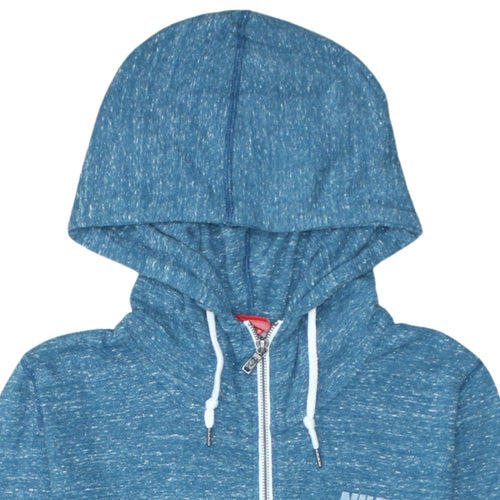 Nike Womens Blue Full Zip Hoodie Size M Cotton Blend Hooded Sweatshirt