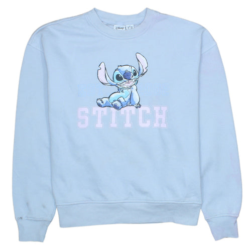 Disney x Primark Women Blue Stitch Sweatshirt XS Pullover Crew Neck