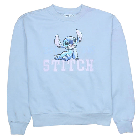 Disney x Primark Women Blue Stitch Sweatshirt XS Pullover Crew Neck