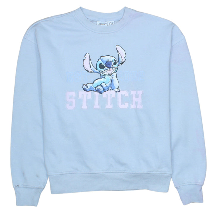 Disney x Primark Women Blue Stitch Sweatshirt XS Pullover Crew Neck