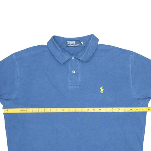 Ralph Lauren Men Blue Cotton Polo Shirt Size L Classic Fit Short Sleeve