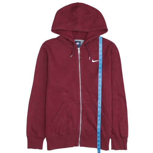 Nike Men Red Full Zip Hoodie S Fleece Lined Sportswear
