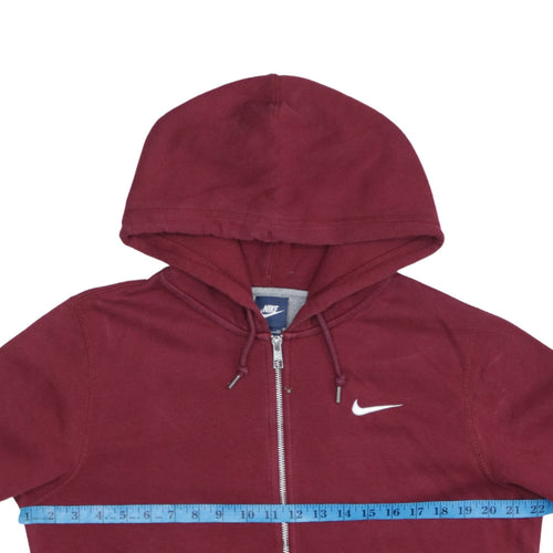 Nike Men Red Full Zip Hoodie S Fleece Lined Sportswear