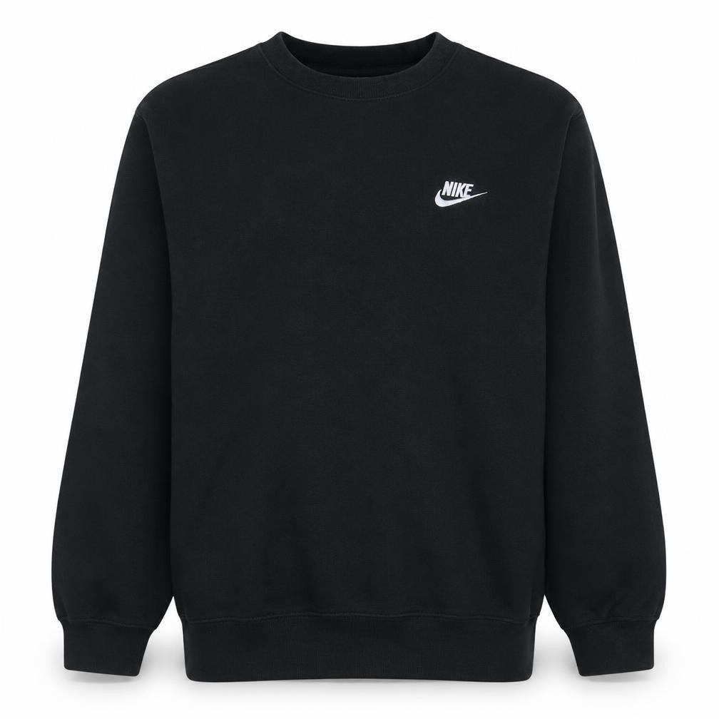 Front view of Nike Men's Black Small Crew Neck Pullover Sweatshirt