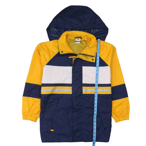 Luciano Men's Blue Yellow Waterproof Anorak Jacket S Retro Outdoor Hooded