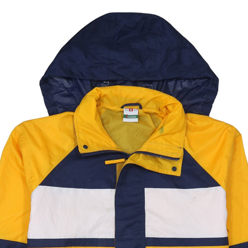 Luciano Men's Blue Yellow Waterproof Anorak Jacket S Retro Outdoor Hooded