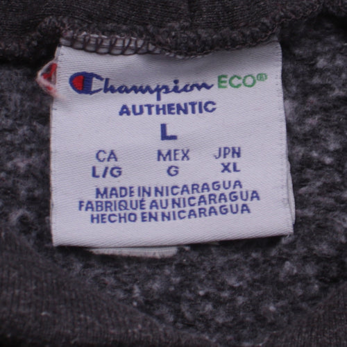 Champion Mens Black Pullover Hoodie L University Graphic Fleece
