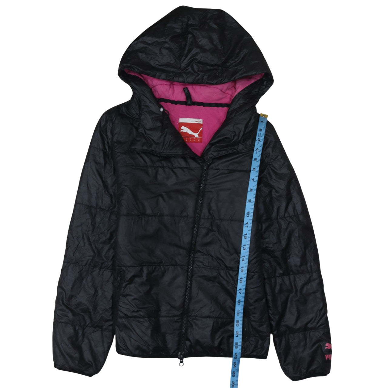 Puma Women's Black Hooded Puffer Jacket Size 12