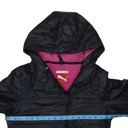 Puma Women's Black Hooded Puffer Jacket Size 12