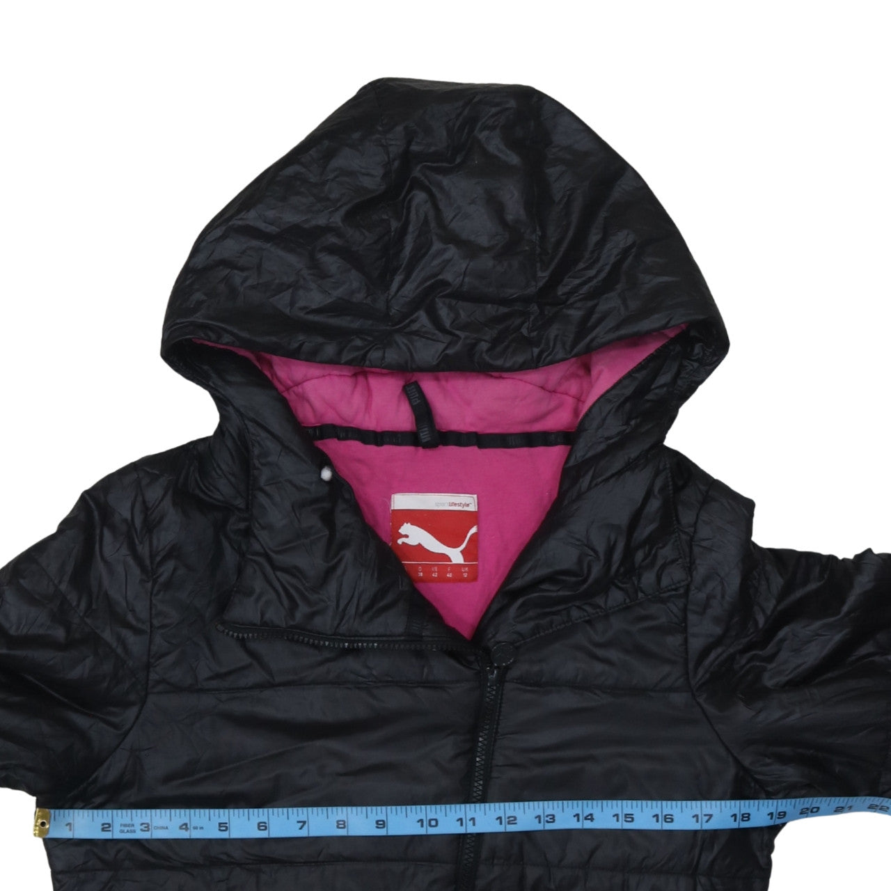 Puma Women's Black Hooded Puffer Jacket Size 12