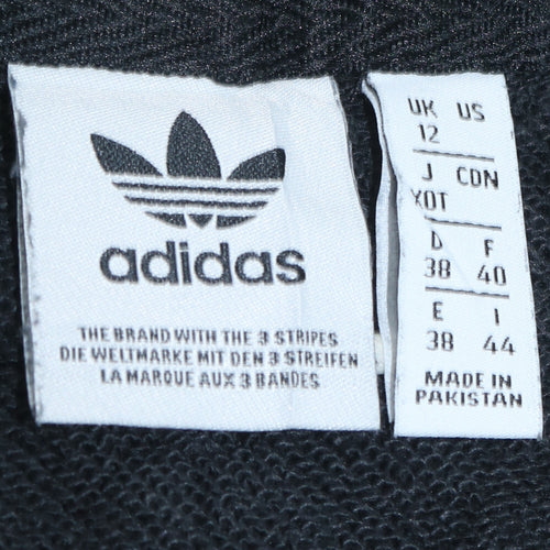 Adidas Womens Black Crew Neck Pullover Sweatshirt UK 12 Logo Print