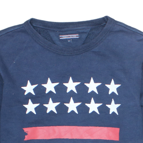 Tommy Hilfiger Boys Navy Sweatshirt Size 164 Graphic Stars Logo Pullover
