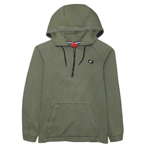 Nike Mens Green 1/4 Zip Hooded Sweatshirt M Regular Fit