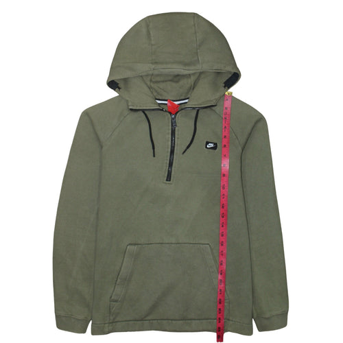 Nike Mens Green 1/4 Zip Hooded Sweatshirt M Regular Fit