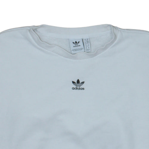 Adidas Womens White Relaxed Fit Crew Neck Logo Sweatshirt XS