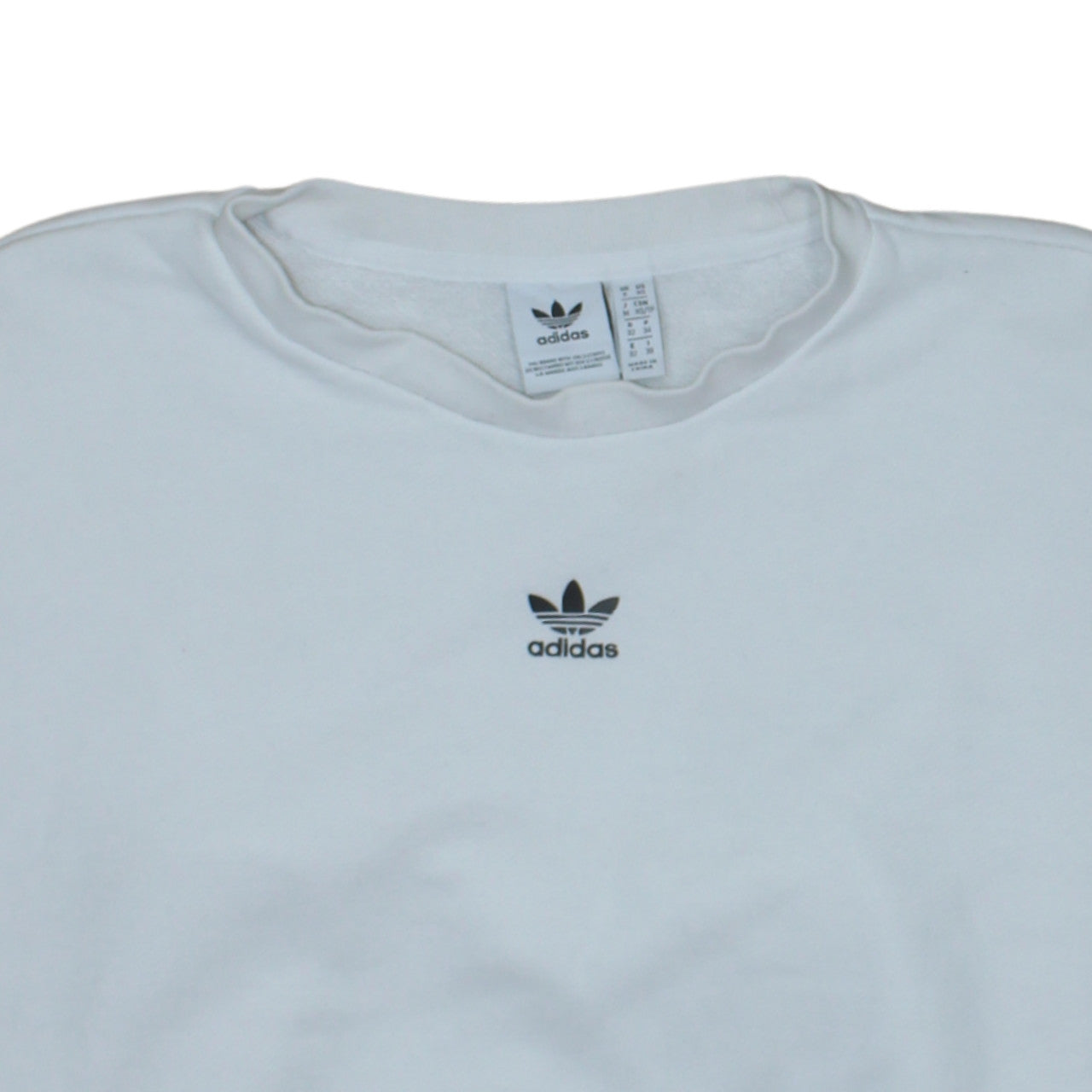 Adidas Womens White Relaxed Fit Crew Neck Logo Sweatshirt XS